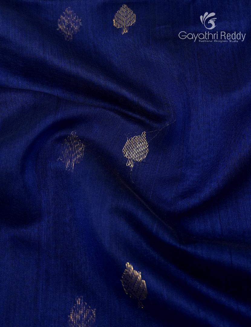 Pure Chanderi Sico Saree in Navy Blue