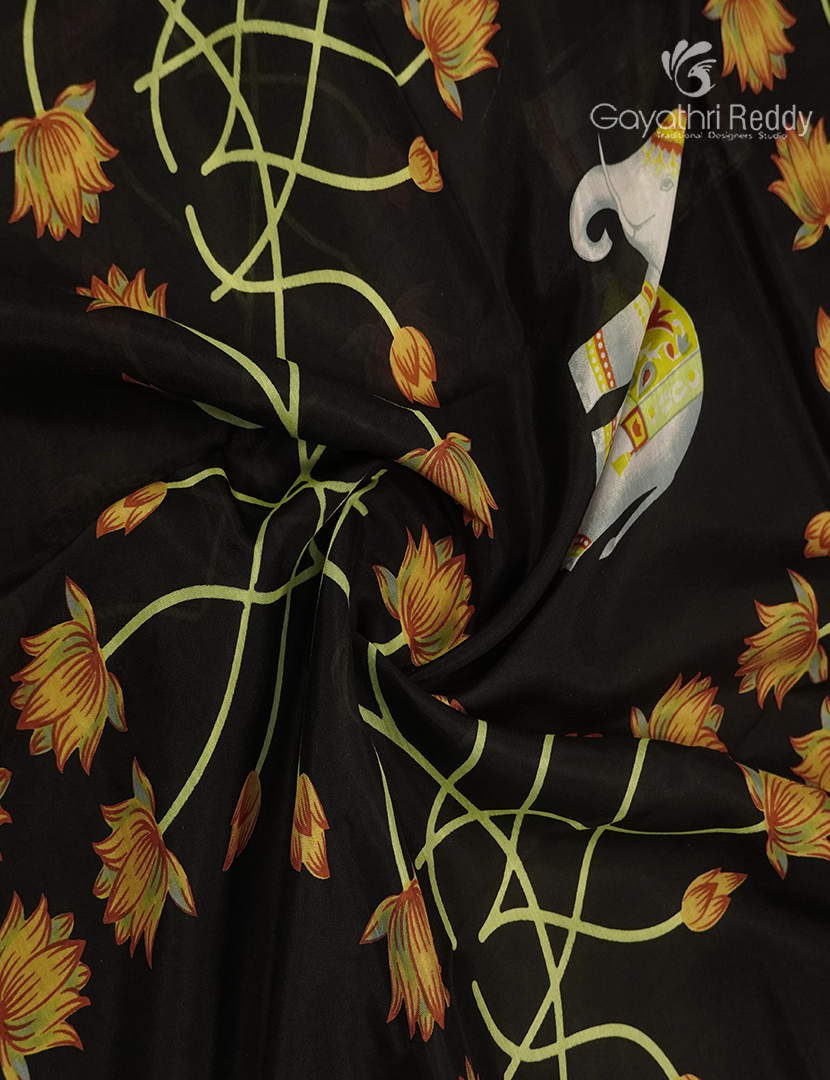 Semi Kanchipuram Art Silk Saree in Black