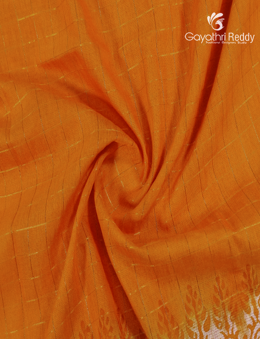 Mangalgiri Kalamkari Saree in Mustard
