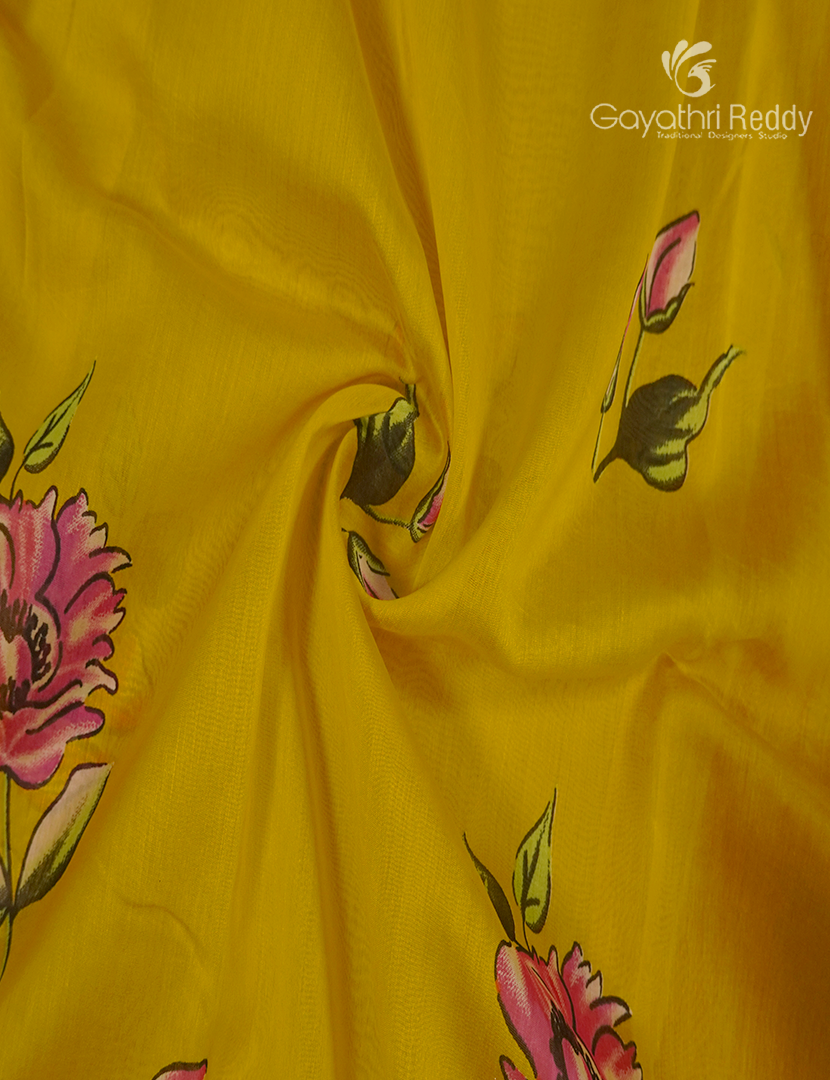 Pure Maheshwari Silk Saree in Yellow