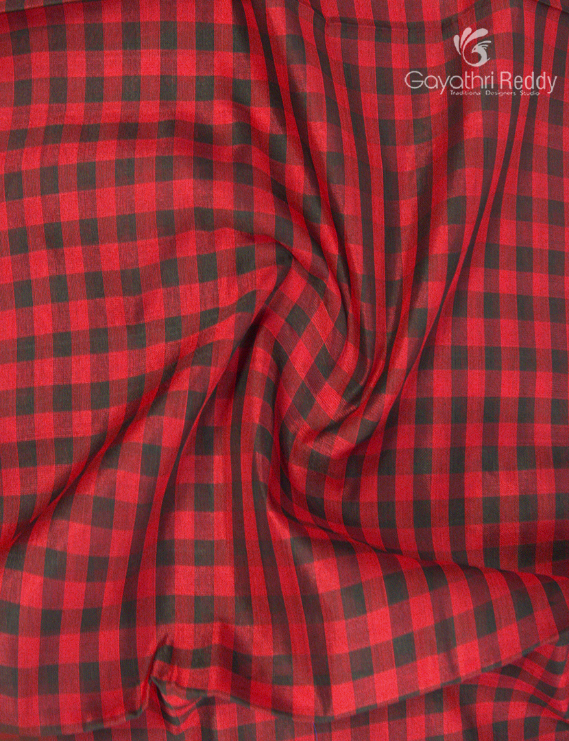 Pure Arani Sico Saree in Red and Black