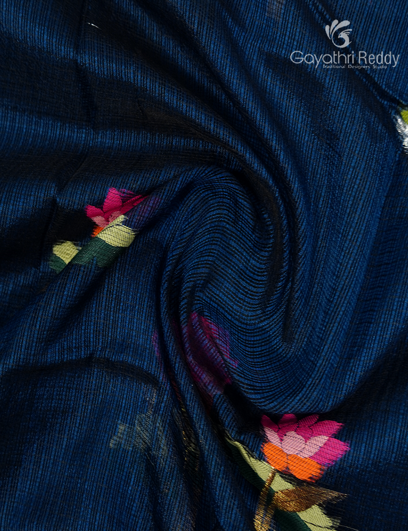 Pure Silk Kota Saree in Deep Peacock Blue