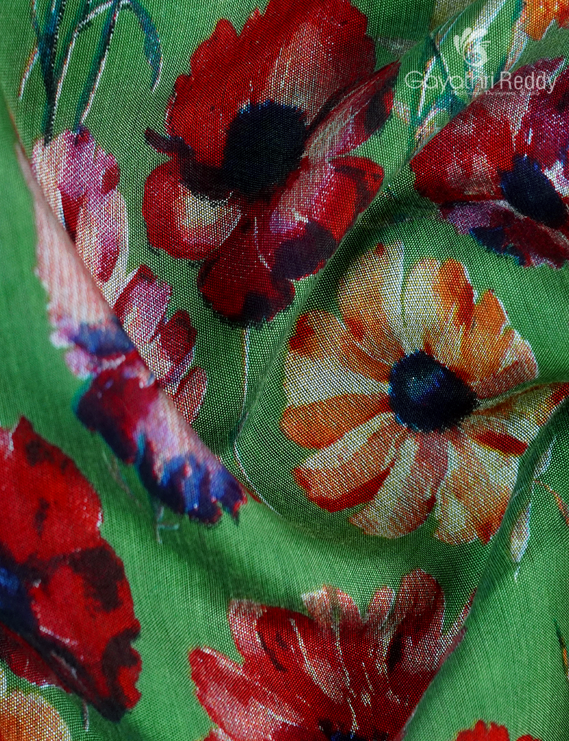 Vidharbha Sico Saree in Parrot Green and Peacock Blue
