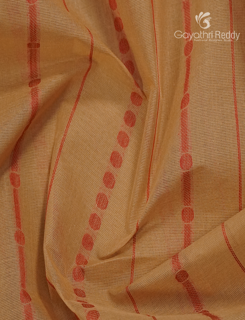 Pure Kanchi Cotton Saree Beige and Rust