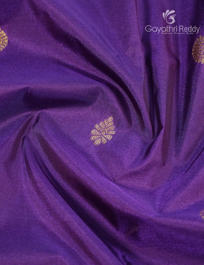 Semi Kanchipuram Silk Saree in Purple and Rani Pink