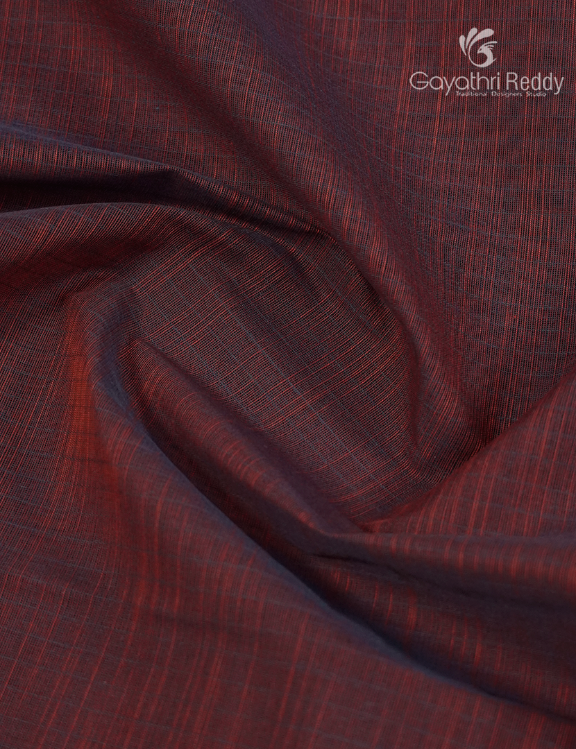 Pure Handloom Cotton Saree in Deep Maroon