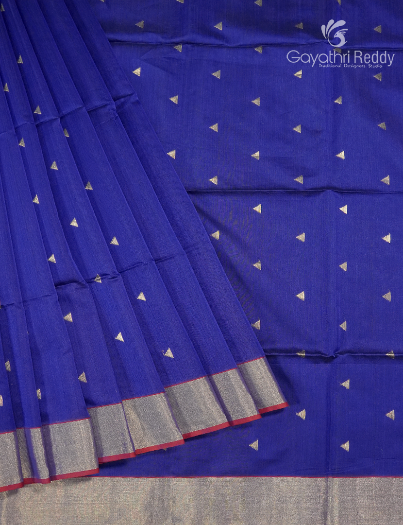 Pure Chanderi Sico Saree in Ink Blue