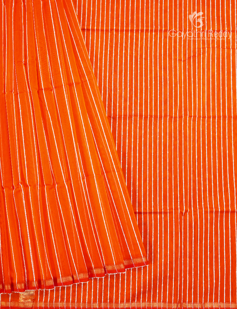Pure Chanderi Sico Saree in Orange