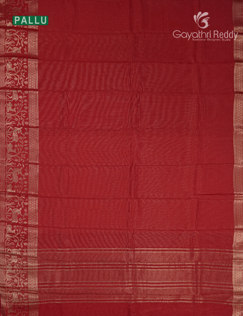 Semi Mysore Crepe Saree in Red
