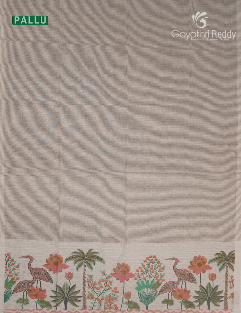 Pure Kanchi Cotton Printed Saree in Ivory