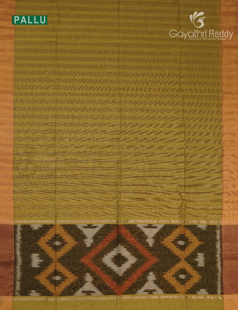 Semi Ikat Sico Saree in Dry Mehendi