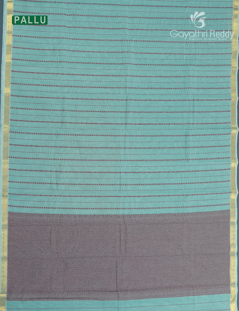 Pure Kanchi Cotton Saree in Sea Blue