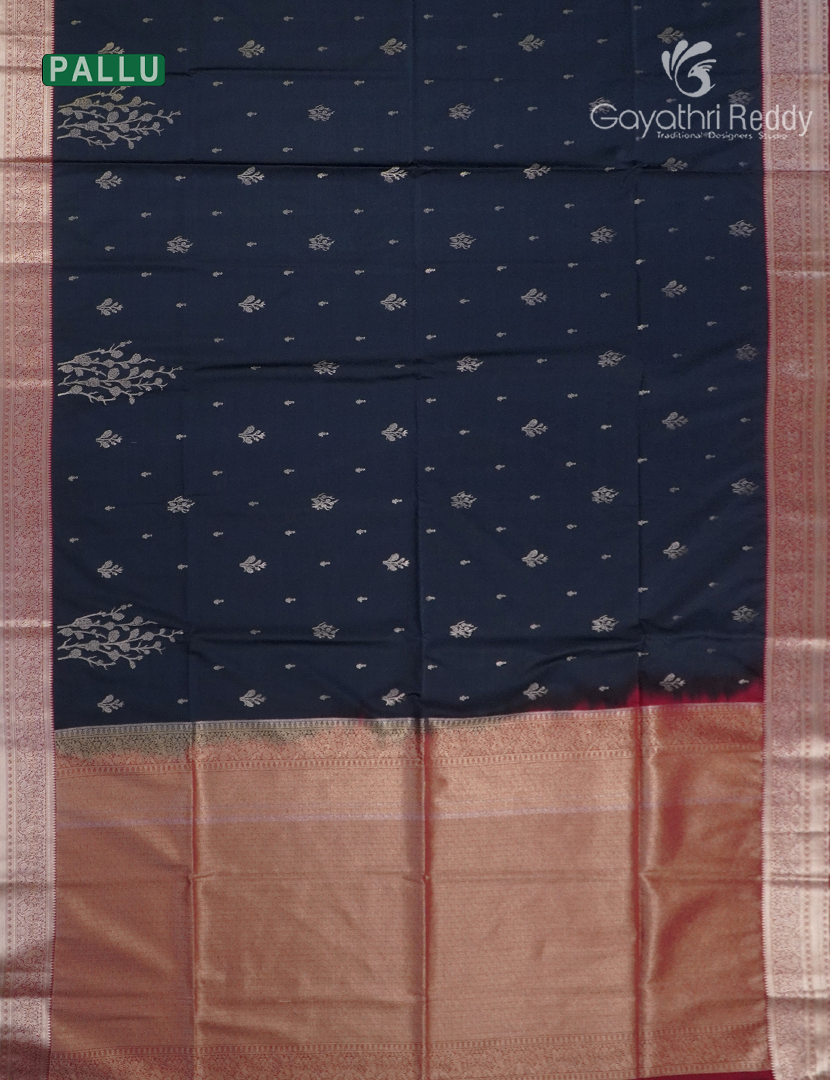 Soft Silk Saree in Black and maroon