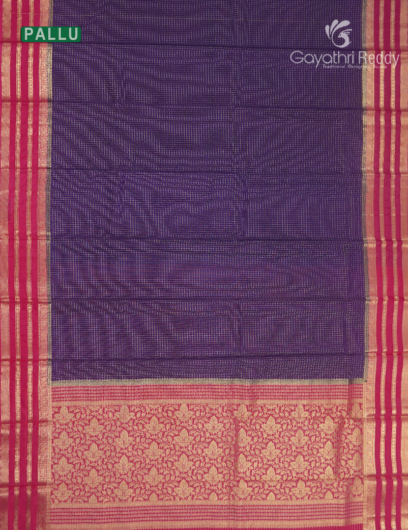 Semi Mysore Crepe Saree in Deep Violet and Rani Pink