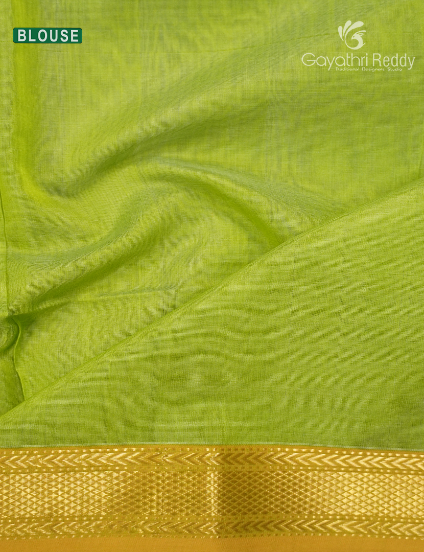 Pure Chanderi Sico Saree in Apple Green