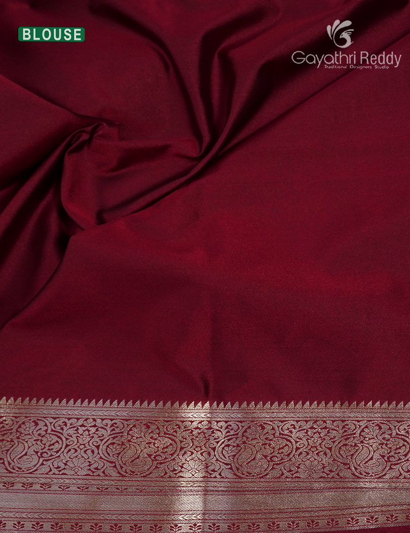 Soft Silk Saree in Black and maroon
