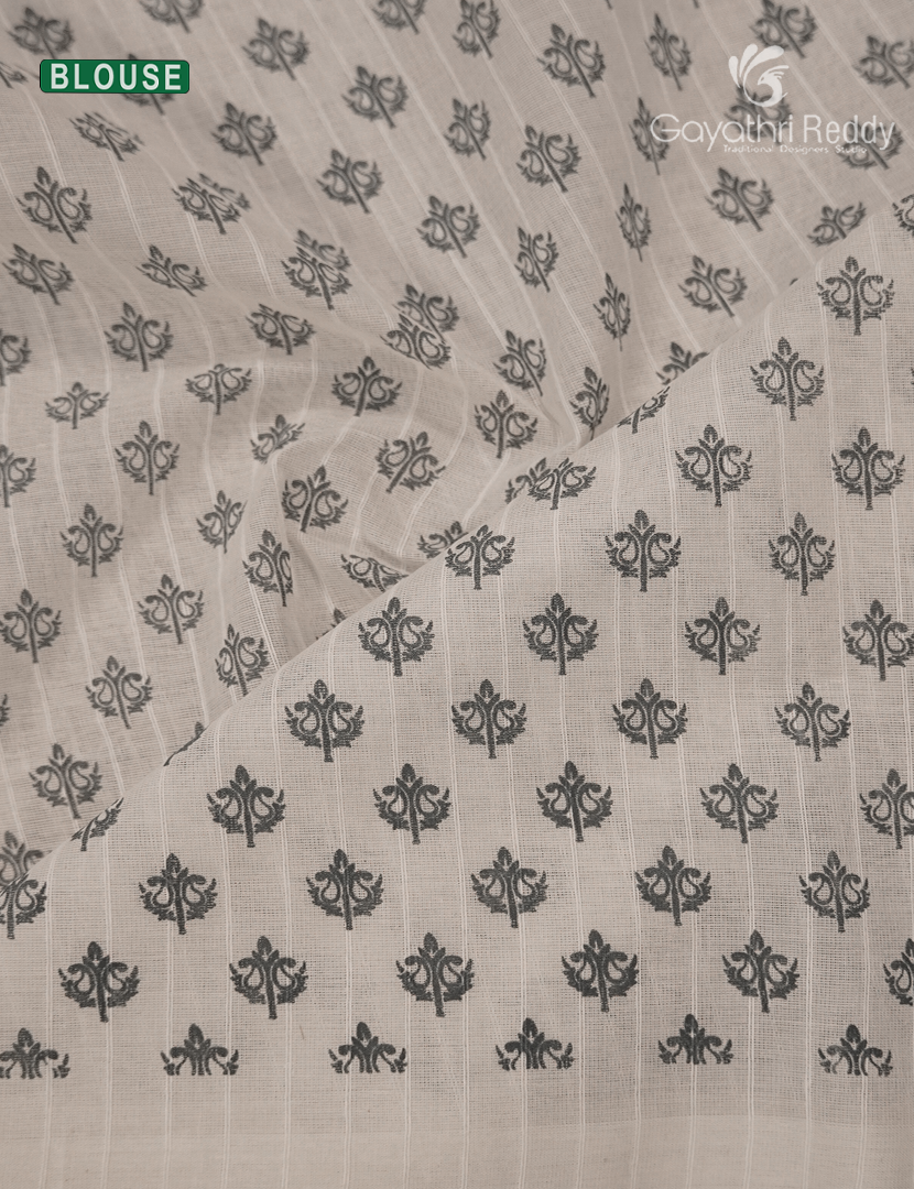 Pure Kanchi Cotton Printed Saree in Ivory