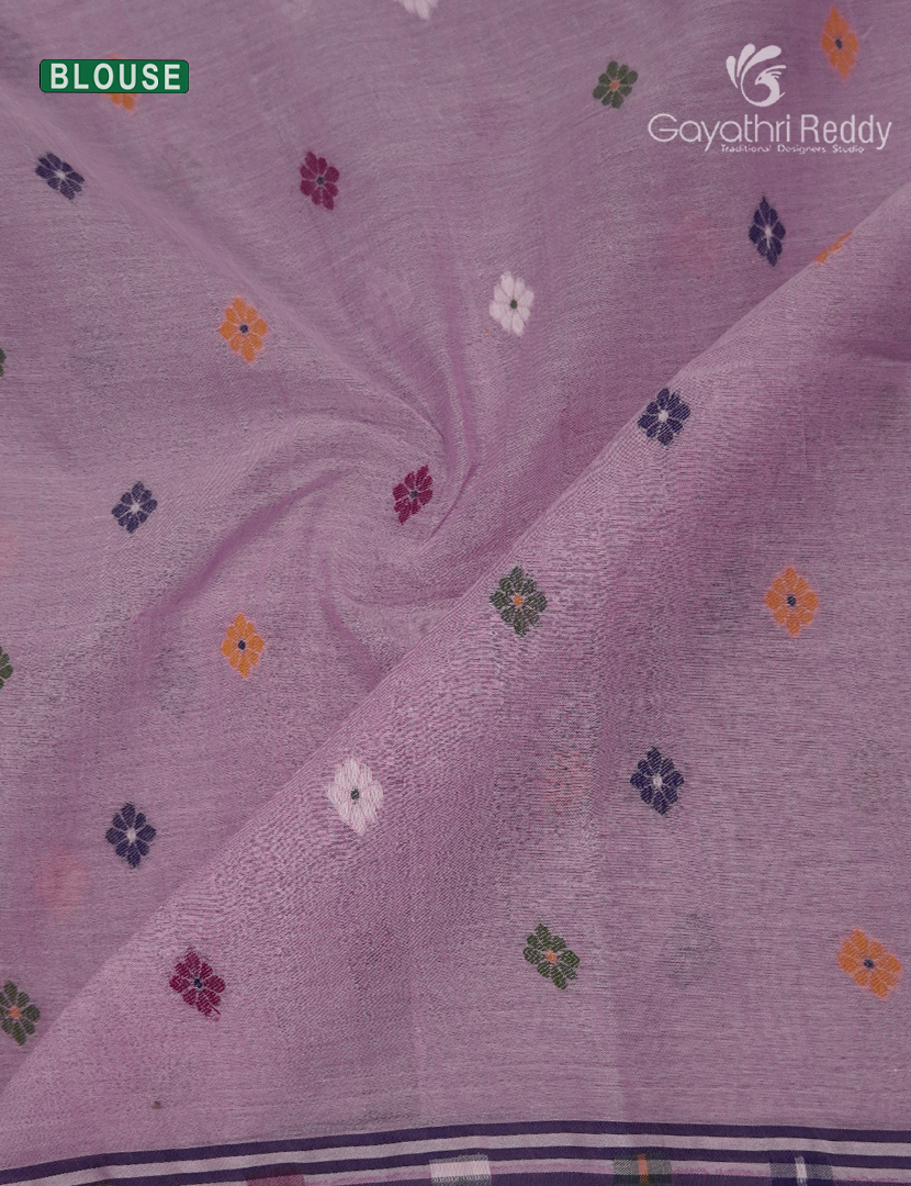 Jamdani Cotton Saree in Baby Pink