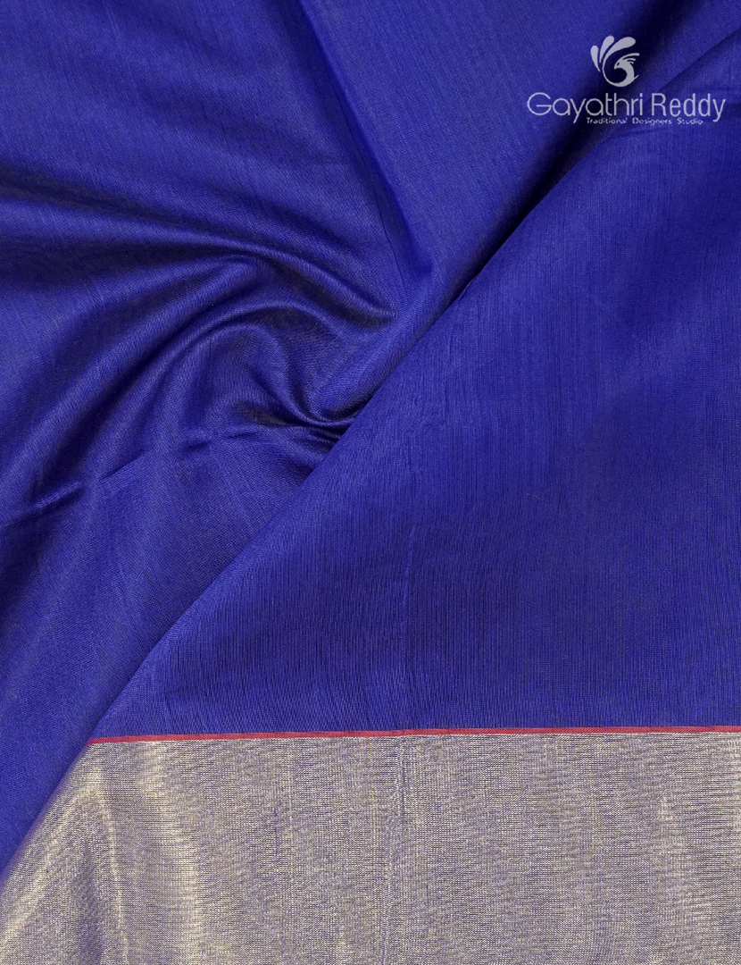 Pure Chanderi Sico Saree in Ink Blue