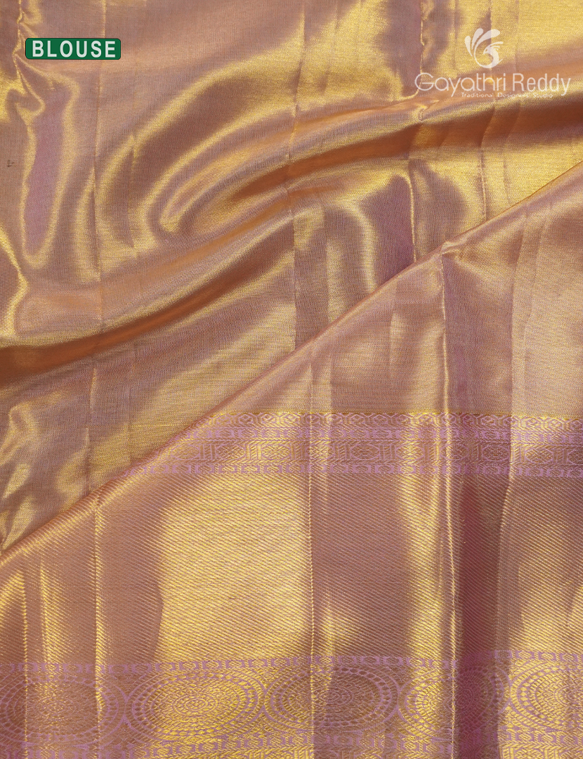 Pure Kanchipuram Silk Bridal Saree in Olive Green and Powder Pink