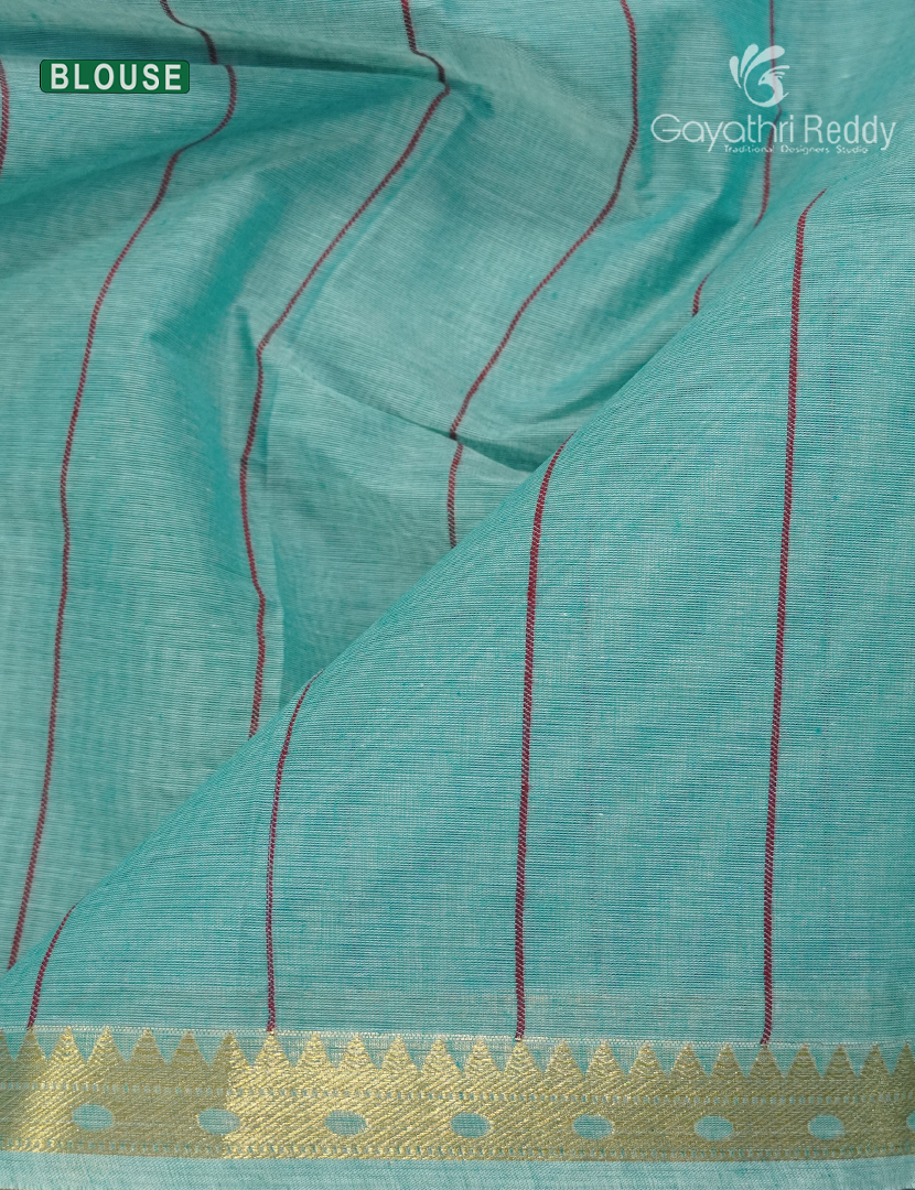 Pure Kanchi Cotton Saree in Sea Blue
