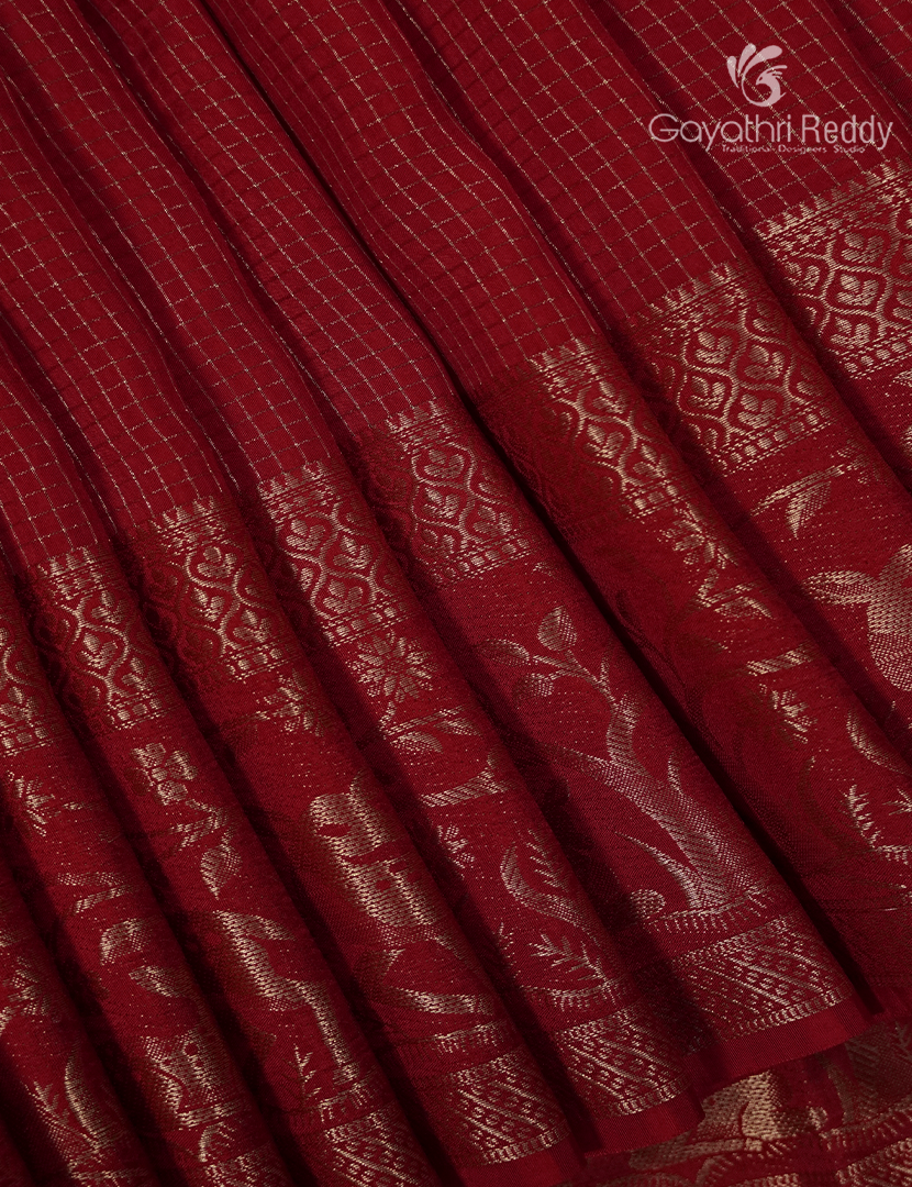 Semi Mysore Crepe Saree in Red