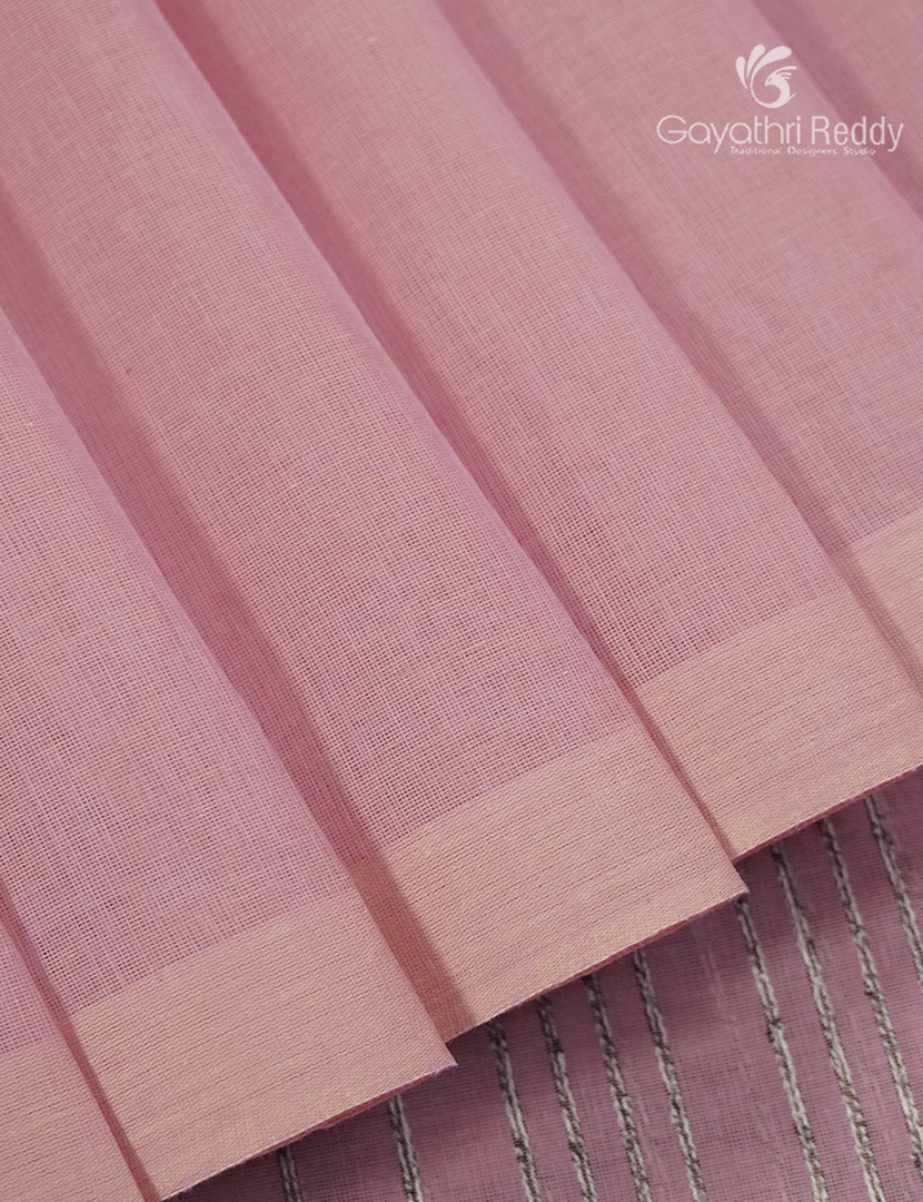 Pure Handloom Cotton Saree in Baby Pink