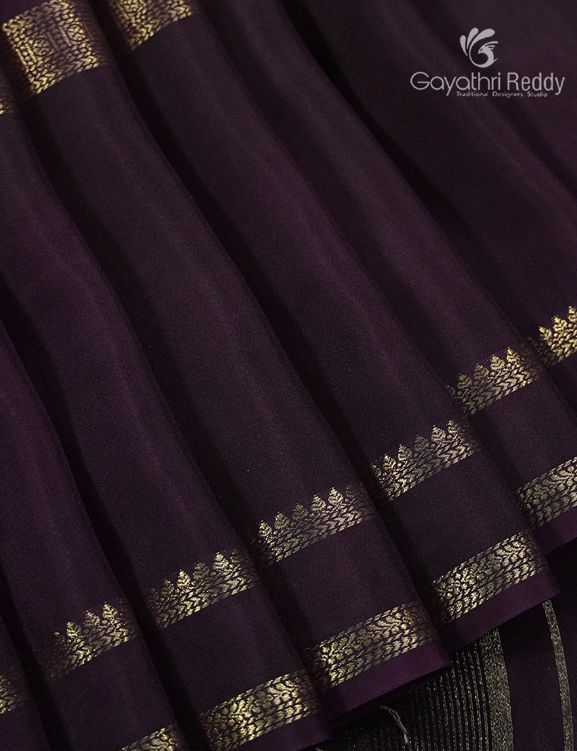 Semi Mysore Crepe Saree in Ruby Pink and Deep Violet