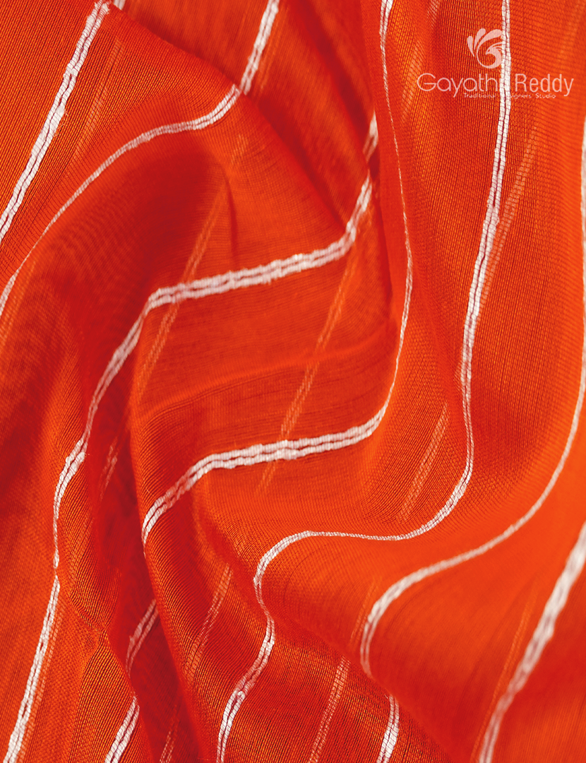 Pure Chanderi Sico Saree in Orange