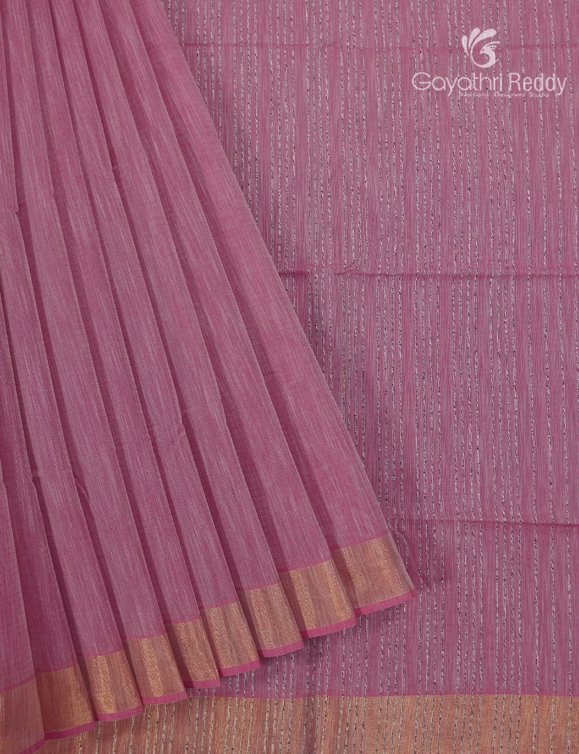 Pure Handloom Cotton Saree in Lotus Pink