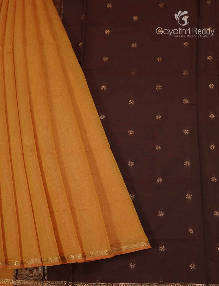 Sico Saree in Turmeric and Deep Brown