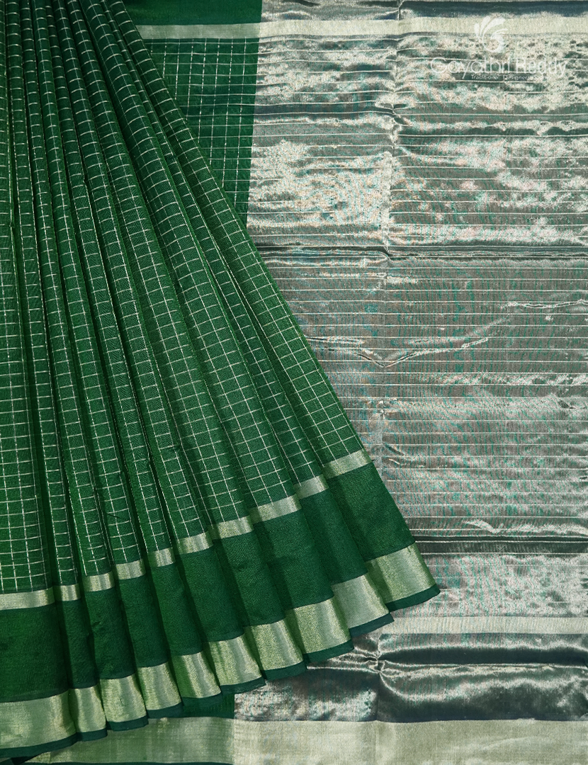 Pure Arani Sico Saree in Bottle Green