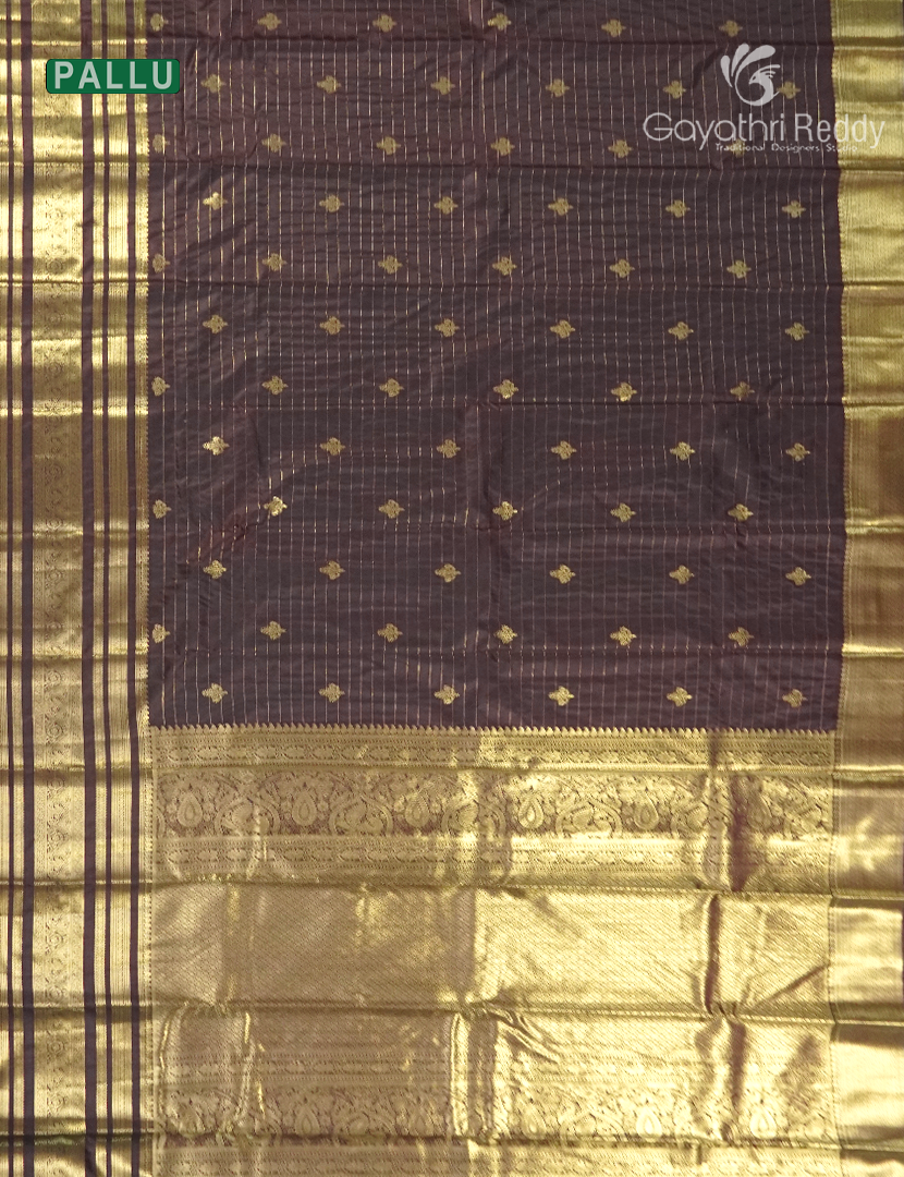 Semi Kanchipuram Silk Saree in Deep Brown