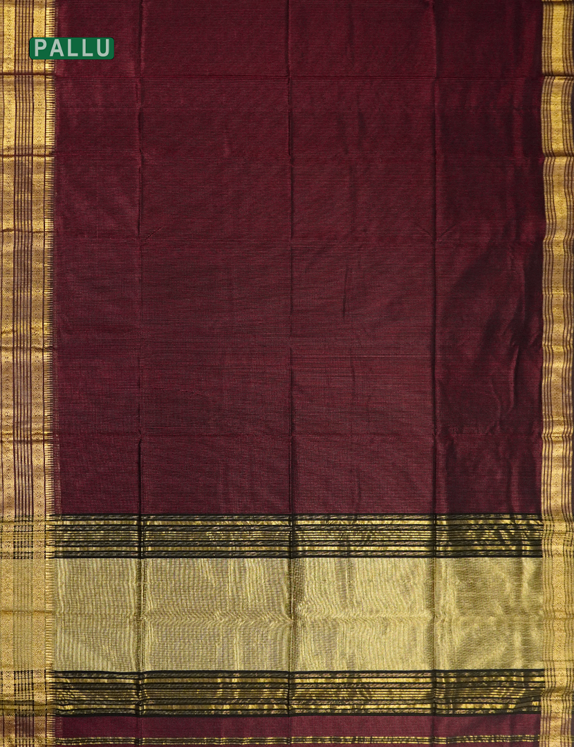 Pure Chanderi Sico Saree in Deep Brown