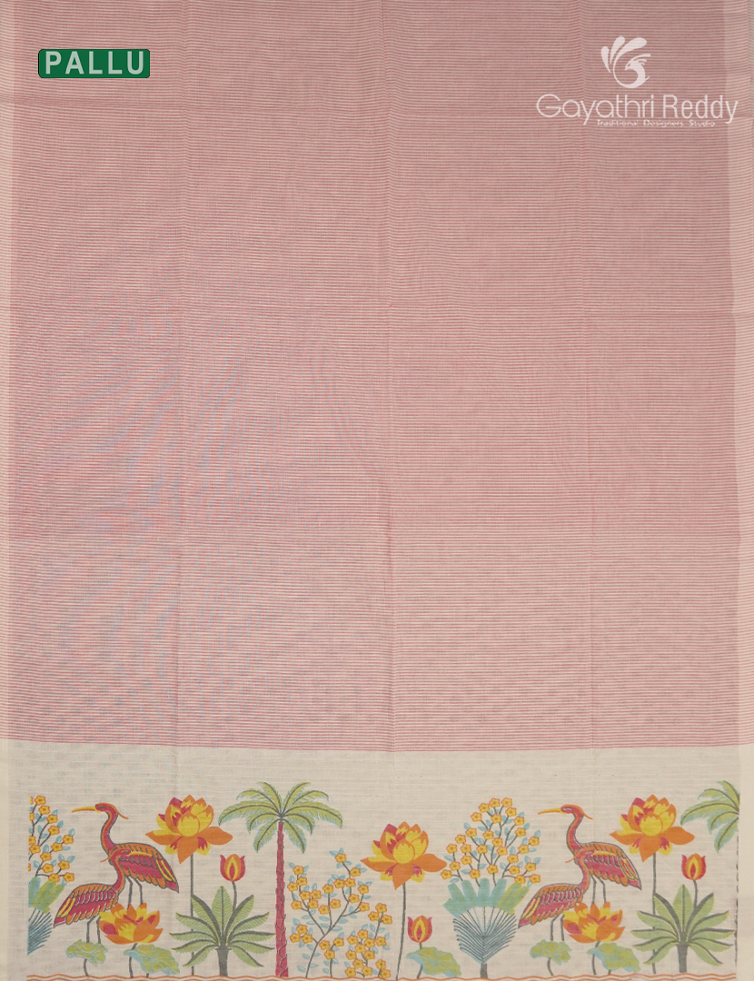 Pure Kanchi Cotton Printed Saree in Baby Pink