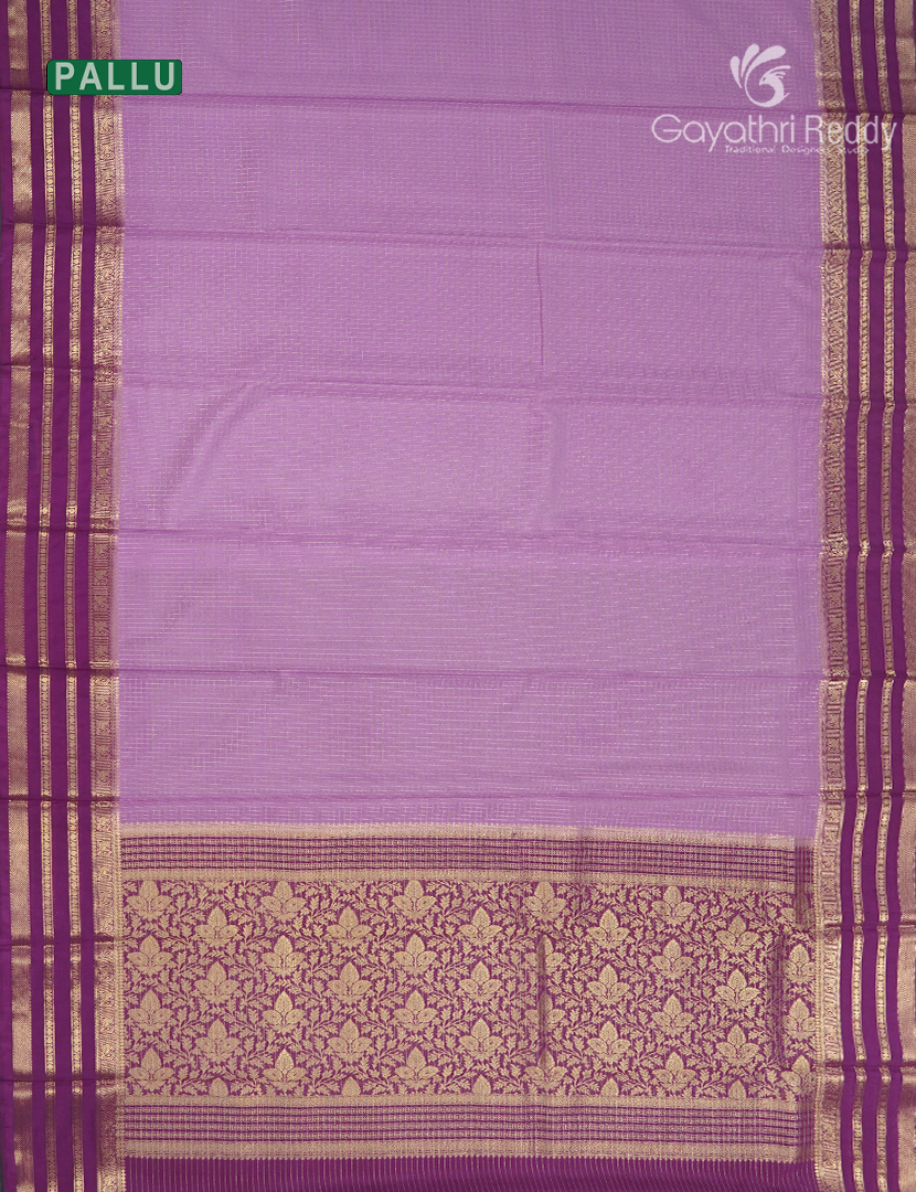 Semi Mysore Crepe Saree in Lilac and Deep Burgundy