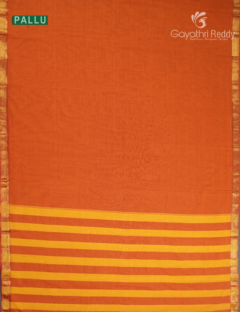 Pure Narayanpet Cotton Saree in Orange