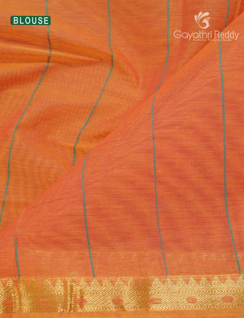 Pure Kanchi Cotton Saree in Orange