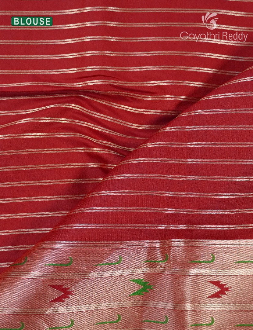 Semi Kanchipuram Silk Fancy Saree in Bridal Red
