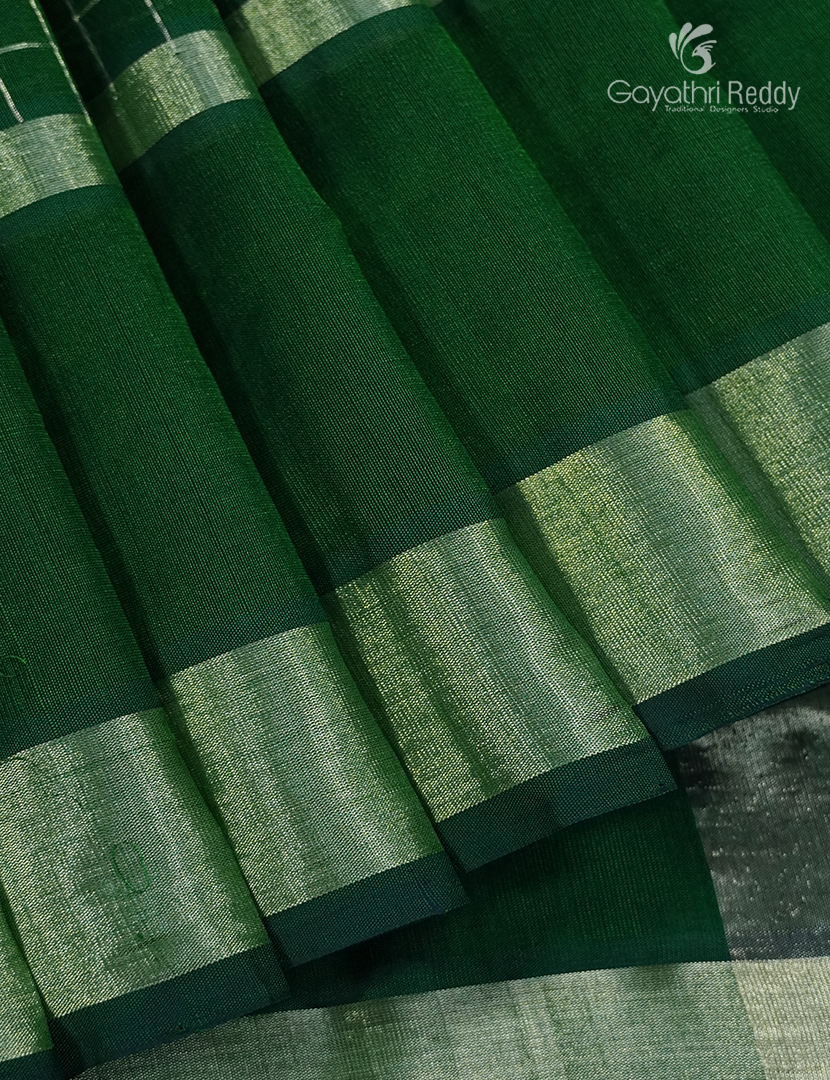 Pure Arani Sico Saree in Bottle Green