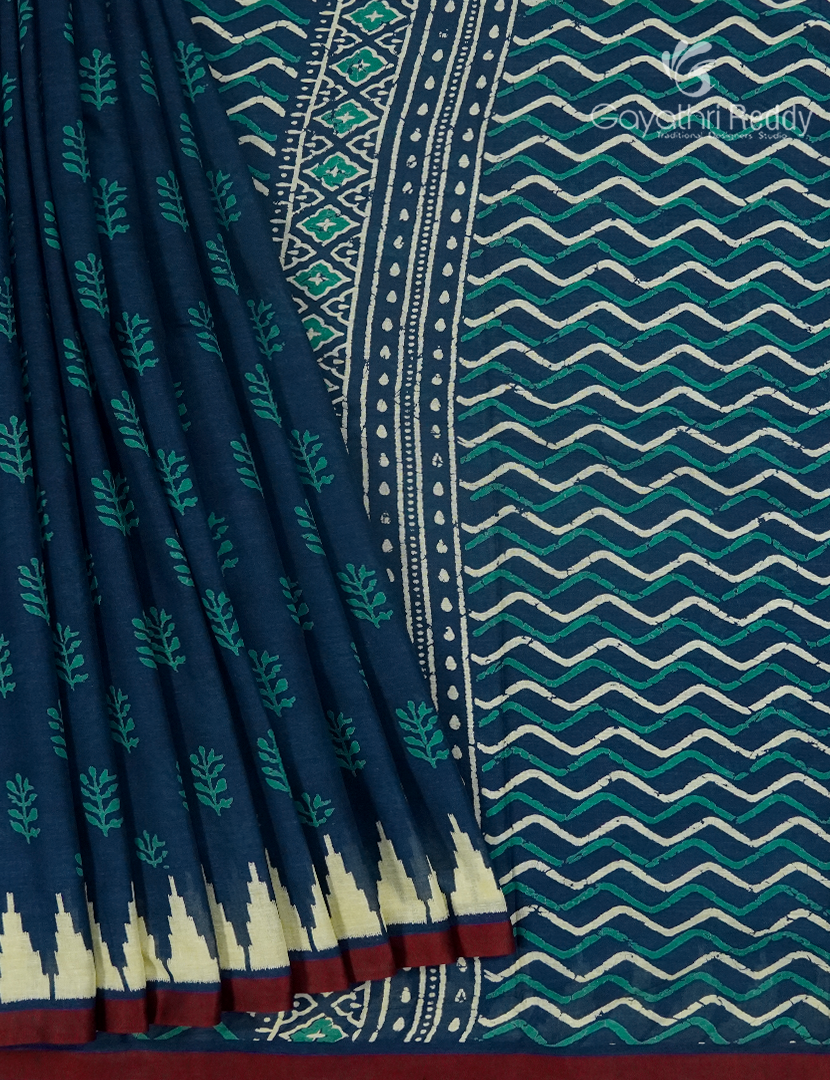 Vidharbha Cotton Saree in Indigo Blue