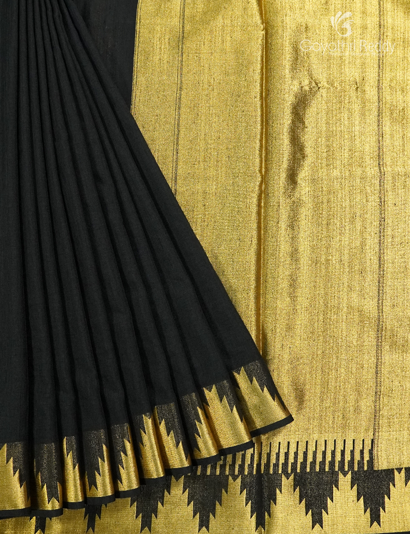 Semi Tussar Saree in Black
