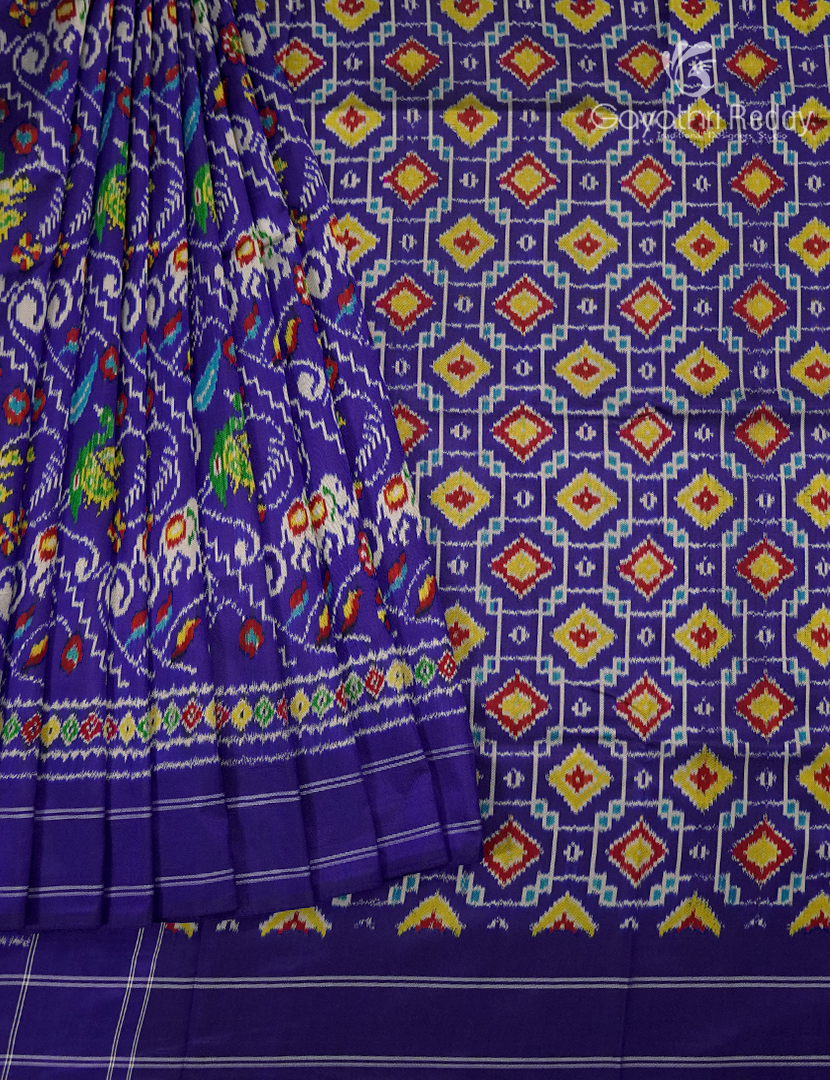 Pure Ikat Silk Saree in Violet