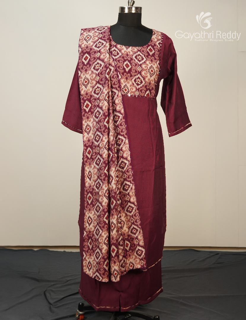 Readymade Dress Set in Burgundy