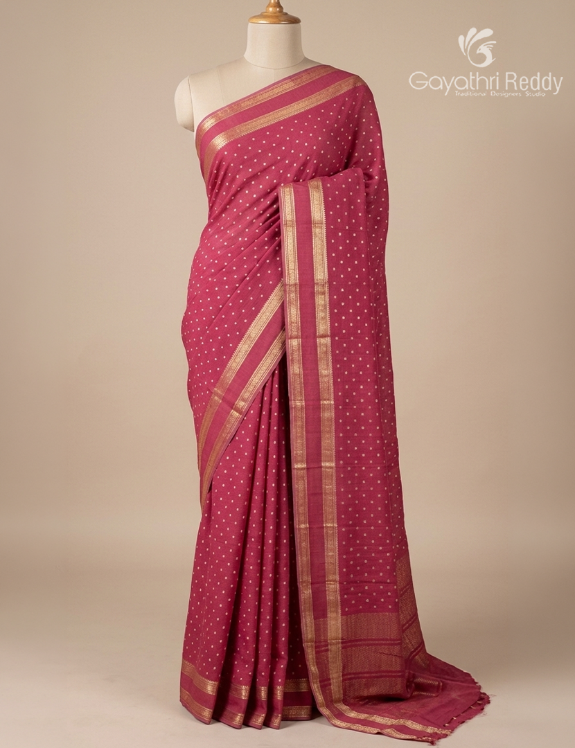 Semi Mysore Crepe Saree in Deep Onion Pink