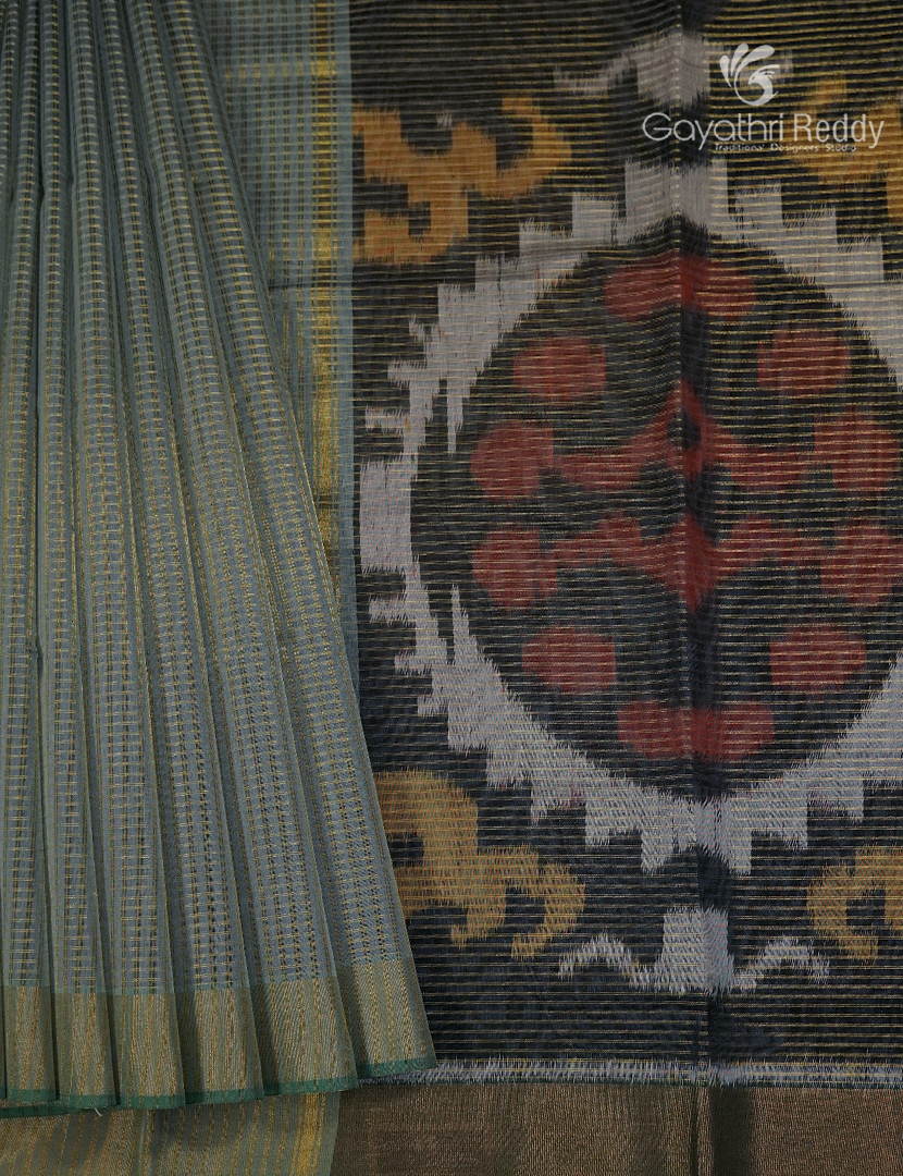Semi Ikat Silk Saree in Grey