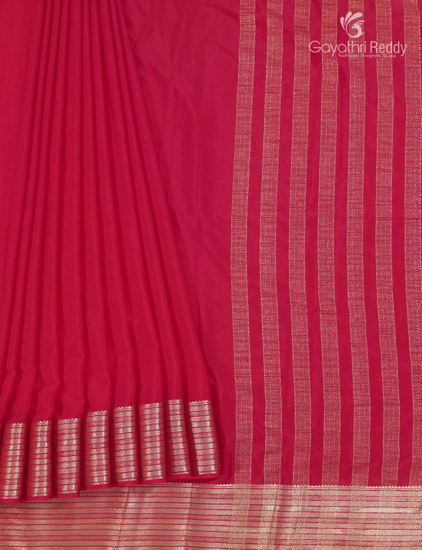 Semi Mysore Crepe Saree in Rani Pink