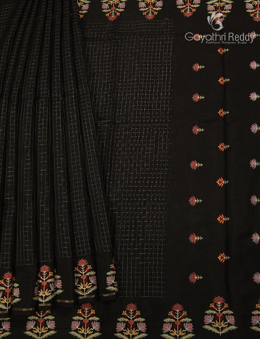 Semi Tussar Fancy Saree in Black