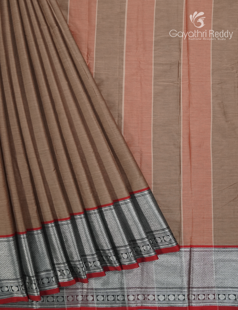 Pure Narayanpet Cotton Saree in Deep Beige