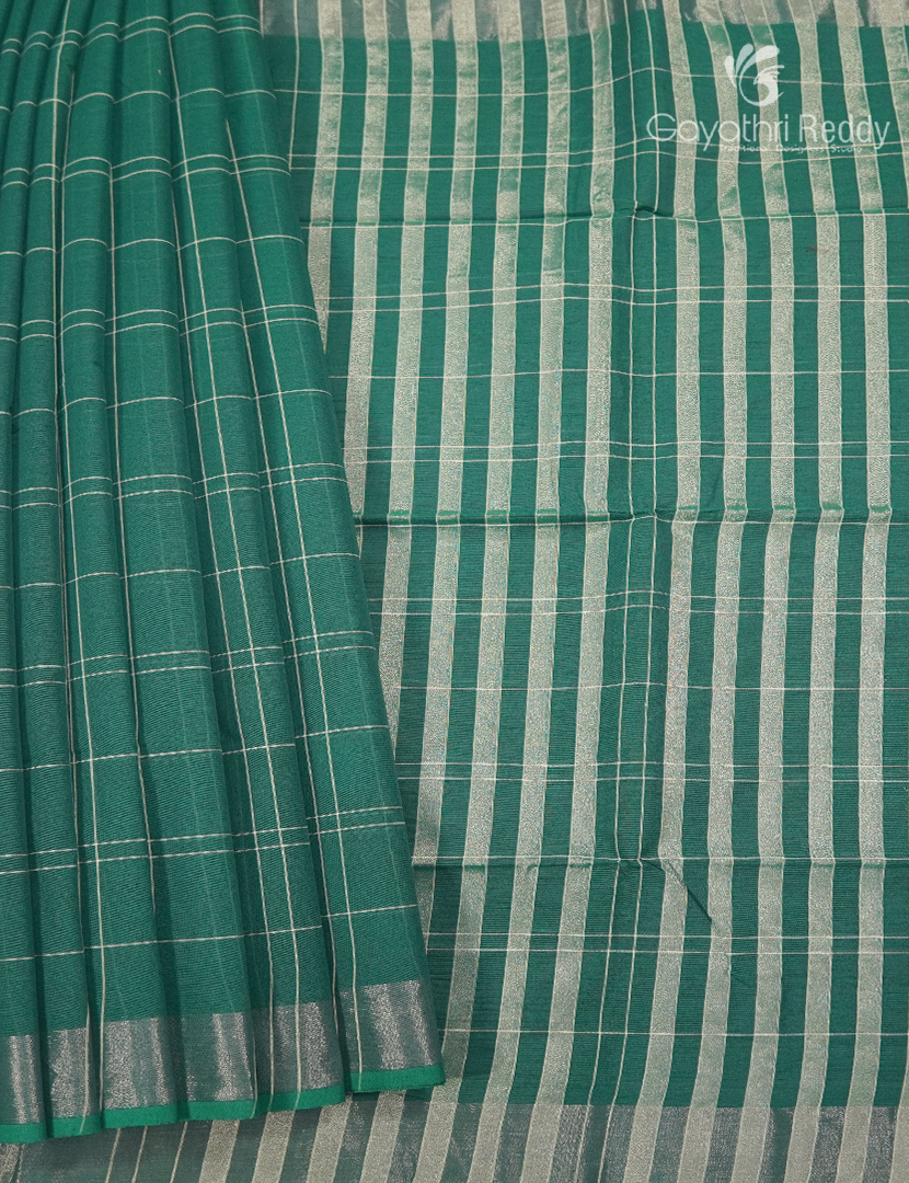 Pure Kanchi Cotton Saree in Rama Green